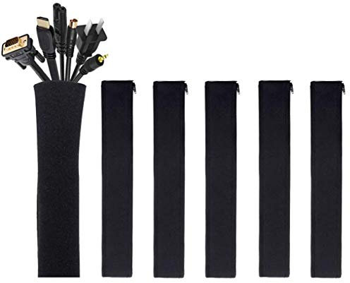 JOTO JT-08362256 Lot de 6 Manchons de Gestion de câbles pour télévision/Ordinateur/Divertissement Principal, 45,7 à 50,8 cm (49 à 50,8 cm) - Noir, JT-08362256