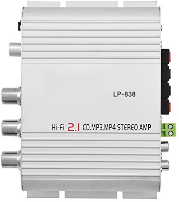 HiFi 2.1 Amplificateur de puissance stéréo basse Mini Audio Amplificateur de puissance stéréo Amplificateur numérique pour la maison de voiture(argent)