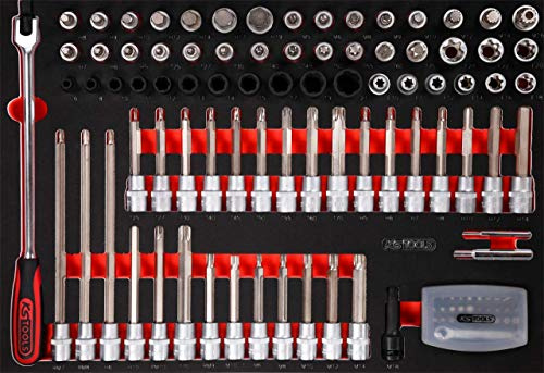 KS Tools 811.1111 1/2'' Bit-Stecknuss-Satz in Schaumstoffeinlage, 111-tlg