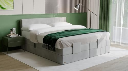 PAARA Boxspringbett mit Motorverstellung - 10.000 Newton Motorleistung - Anti-Rutschmatten Taschenfederkern Belüftungssystem Kaltschaum Topper - Made in Germany (200 x 190 cm)