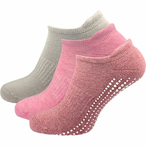 GAWILO Damen Yoga & Pilates Socken (3 Paar) | Stopper Socken | sicherer Halt auf glatten Böden, ohne drückende Zehennaht | mit rutschfesten Noppen (farbig 1, 39-42)