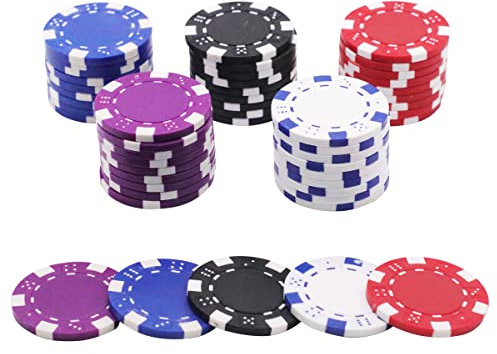 100 Stück Poker-Chips Laser-Chips Metallkern 12g Poker Texas Hold`em mit Pokerchips für Minicasino und Brettspiele und Unterhaltung
