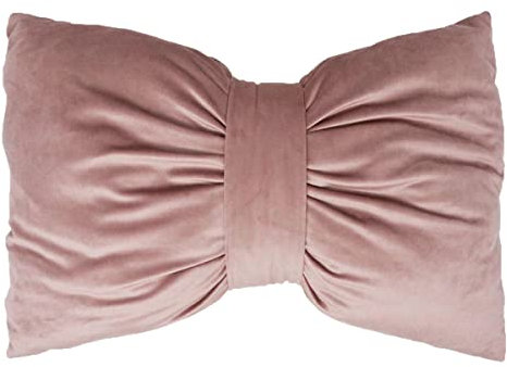 SaRani Cuscino Velluto Fiocco Tinta Unita 50x40 cm Divano Arredo Casa (Rosa)