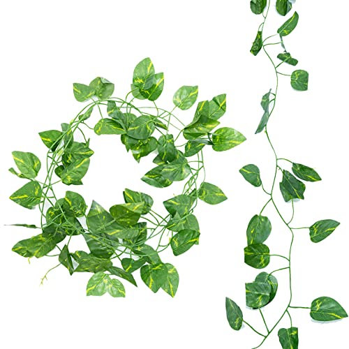 Edera artificiale, 1 confezione di edera falsificata, piante false, ghirlanda di vite falsificata, foglie verdi,piante da vino da appendere per matrimoni, tessuti per la casa (Scindapsus)