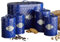 Neo Embossed Diamond Hexagonal Metal Metallic Badge 5 Kitchen Countertop Canisters Jars Tins Set Tea Coffee Sugar Biscuit Bread Bin Box Food Storage Organiser (Navy)