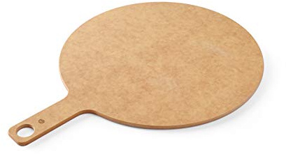 HENDI Pizzabrett mit Griff, Pizzaschaufel, Pizzaschieber, Pizza Board, Servierbrett, mit Loch zum Aufhängen, ø406x(H)6mm, Holz