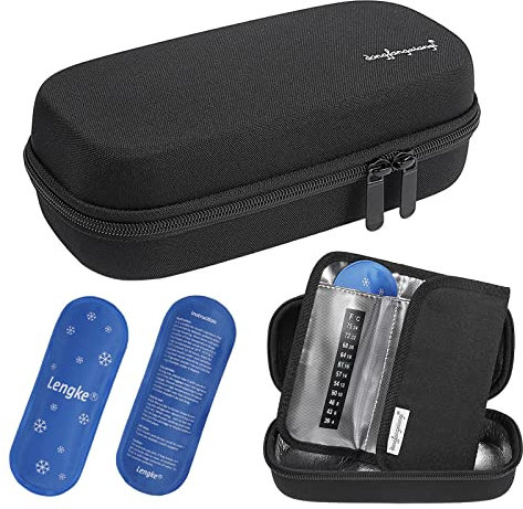 JAKAGO Insulin Kühltasche,Tragbare Diabetiker-Zubehörtasche für Medikamente, Kühlung, Isolierung und Medizinaufbewahrung, mit 3 Eisbeuteln und Temperaturstreifen (schwarz)
