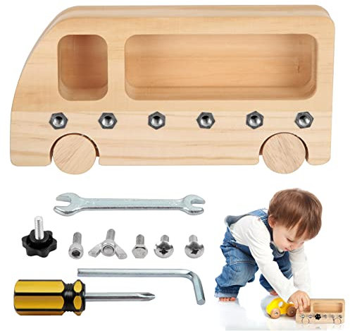 LAMEK Montessori Holz Schraubbrett Kindergarten Lehrhilfen Pädagogisches Lernspielzeug Montessori Screwdriver Holzspielzeug Holzschraubbrett Motorikspielzeug für ab 3 Jahre Kinder