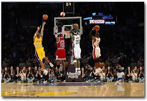 KTGEDH Wandkunst, Wanddekoration, Leinwanddruck, MVP-Basketballspiel-Poster, Kobe Bryant, LeBron James und Michael Jordan, Bilder für Basketball-Fans, Souvenir-Geschenke, ungerahmt, 75x100 cm