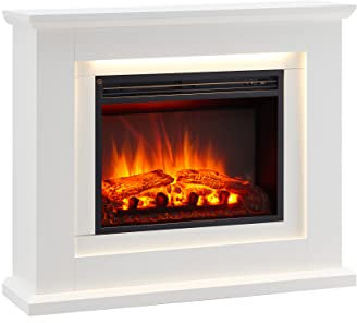FLAMME Evora Fireplace with 39'' surround with 2kW Fireplace Heater White Multiple Colours Available