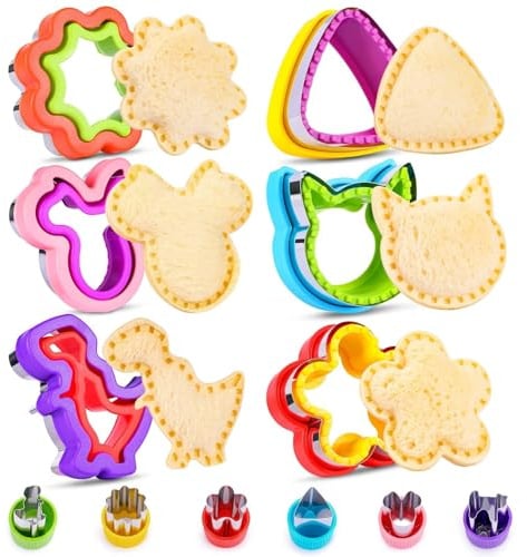 Sandwich-Ausstecher- und Versiegelungs-Set, verkrustbarer Brot-Decruster, DIY, Keksstempel, Form, Gemüse, Obst, Ausstechformen für Kinder, Schulanfang, Bento-Box-Zubehör, 12 Stück
