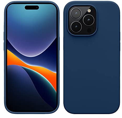 kwmobile Handyhülle für iPhone 14 Pro Hülle, für iPhone 14 Pro Case - Hülle Silikon - kabelloses Laden - Marineblau