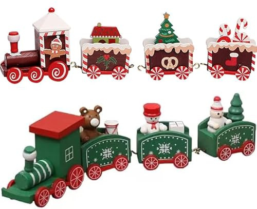 RunFar shop Weihnachten Tischdeko Zug Weihnachtszug Deko Holz Eisenbahn Weihnachtsbaum Weihnachtsdeko Geschenke für Xmas Party Weihnachten Neujahr