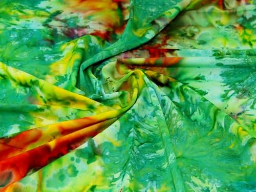 Batikstoff, Baumwolle, Batik-Druck, Meterware, Grün