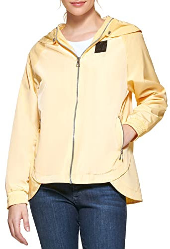 KARL LAGERFELD Damen Paris Women's Lightweight Softshell Jacket KAPUFFER, Kurzer Reißverschluss Logo Mellow/Gelb, M