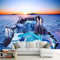 Fototapete 3D-Wandbild Pinguin Delphin Tier Abziehbares Wandposter, Tv-Hintergrund, Dekorative Wandkunst, Wandkunst Für Kinderzimmer, Wohnzimmer, Schlafzimmer 400 (Breite) x 280 (Höhe) cm