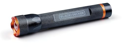 BLACK+DECKER LED Taschenlampe 200 Lumen - 3.5W - 65M Reichweite - 3 Lichtmodi: Hoch, Niedrig, Pulsierend - Schwarz/Orange