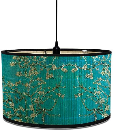 Morbuy Abat Jour en Bambou, Motif Peinture à l'huile Style Vintage Diamètre 30cm Abat-Jour Lampe Tambour Abat Jour Pour Lampe de Table Abats-Jour Lampe Sur Pied (Fleur de prunier)