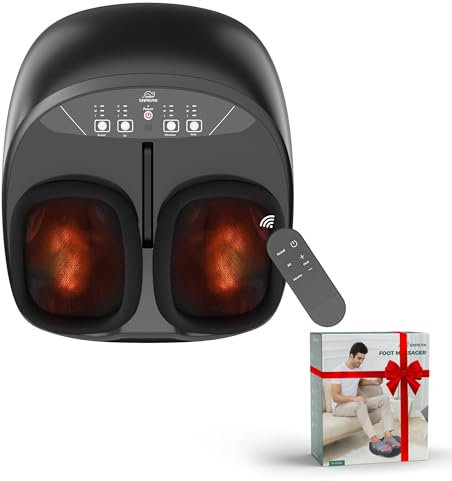 Snailax Shiatsu Foot Massager with Heat Kneading Vibration, Electric Foot Massager Machine with Remote Control, Foot Warmer, Gifts for Mon Woman Dad Man, Size 12