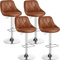 Yaheetech Lot de 4 Tabourets de Bar en Similicuir Hauteur Réglable de 86 cm à 107,5 cm Chaises de Bar Assise Pivotante Repose-Pied Carré Tabourets Hauts Cadre Métallique Galvanisé Brun Rétro