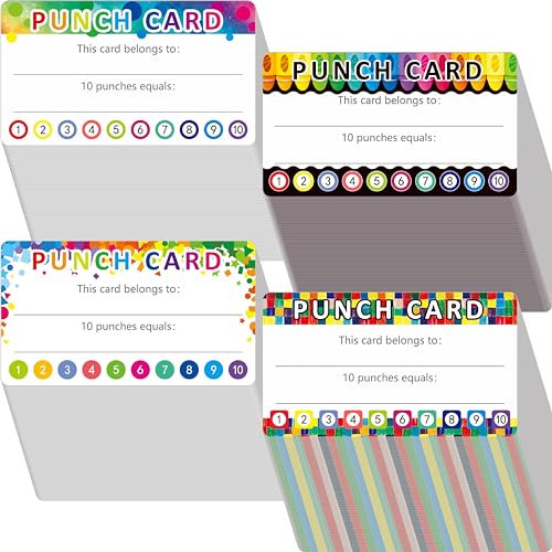 332 Stück Stanzkarten, 4 Designs Anreiz-Belohnungskarten, Auszeichnungen für Schüler, Treuekarten für Geschäfte, Klassenzimmer, Verhalten von Kindern, Schüler, Lehrer (5cm x 9cm)