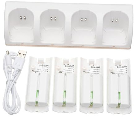 Angoily Slot Battery Charger White Blue Light Usb Rechargeable Batteries Compatible Charging Station