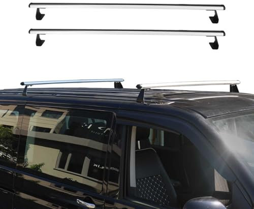 OMAC Dachträger Grundtäger kompatibel mit Ford Transit Courier 2014-2023 Aluminium 75kg Silber 2tlg Fixpunkte für Fahrradträger, Dachboxen, Skiträger Verstellbar