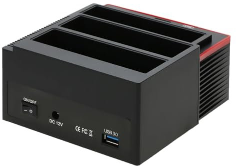Rordigo 1 docking station per dischi rigidi all-in-1 dual-bay multifunzione, 2,5/3,5 IDE&SATA, alloggiamento in plastica nera, stazione disco rigido USB 3.0, spina EU