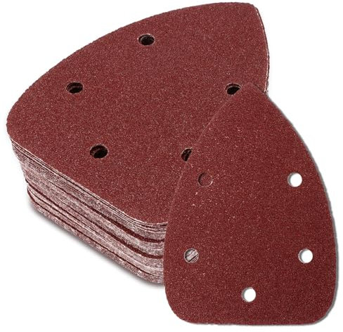 Pwocvoe 60 Grit Mouse Detail Sander Sandpaper, 50 Pcs Mouse Sandpaper Hook and Loop Sander Pads, 5 Hole Mouse Sander Sandpaper Palm Sander Paper Sanding Sheets for 140mm Sanding Machine
