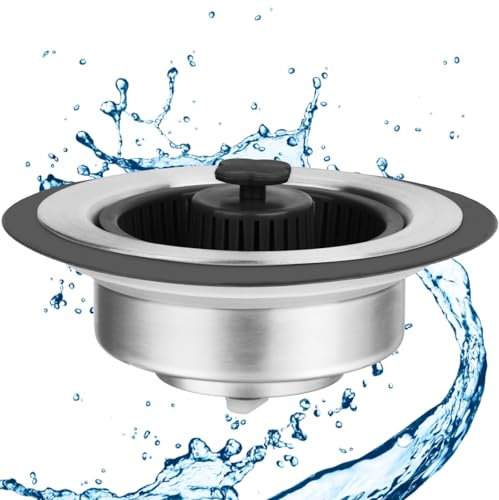 Ainiv Setaccio per Lavello Da Cucina e Tappo Combo, Universale 3-in-1 Guscio in Acciaio Inossidabile Con Setaccio Anti-Intasamento, Facile Installazione per Buco Del Lavello Da 72-86mm