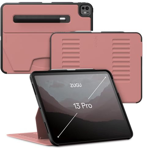 ZUGU CASE for iPad Pro 13 Inch Case (M4 / M5) 2024/2025 - Ultra Slim Protective Cover - Wireless Apple Pencil Charging - Convenient 10-angle Magnetic Stand & Auto Sleep/Wake [ Desert Rose Pink ]