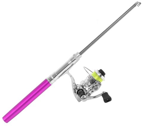 Topyond Angelruten- und Rollen-Kombinationen, Teleskop-Angelrute, zusammenklappbare Angelrute, Spinnrolle, tragbar, 94 cm/37,0 Zoll, 4,3:1 Geschwindigkeitsverhältnis (Lila)