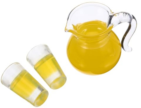 BESTonZON Miniverse 1 Satz Saftmilchglaskrug Mini-hauszubehör Puppenhausdekoration Mini-wasserbecher Mini-getränke Puppenhaus Küche Dekoration Mini-wasserkocher Gefälschter Saftkessel Und Tasse Harz