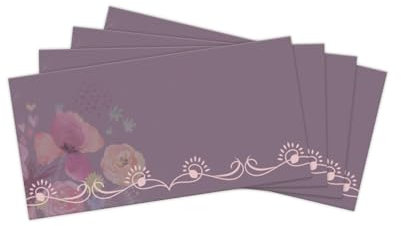 25 Blumige Umschläge, elegante Briefumschläge in Lila mit Blumenmuster, perfekte Wahl für Hochzeiten, Geburtstage, Einladungen, Danksagungen und persönliche Briefe DIN lang (22 x 11 cm) selbstklebend