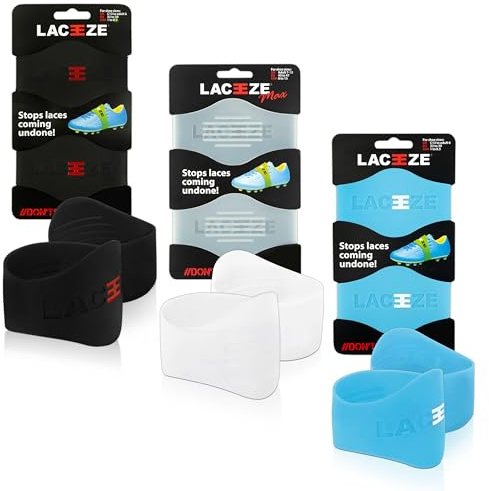 Laceeze Max Bands - Bekannt aus Dragons' Den - Gerippte Technologie - Sichere Schnürsenkel, Verhindert Entwirren, Passend für Schuhgröße 40+, Ideal für Sportschuhe, Fußball, Rugby