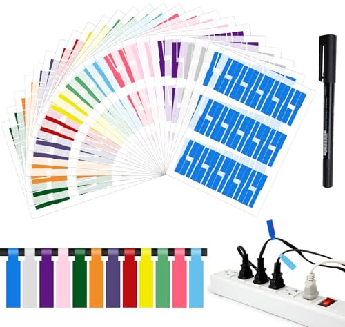 720 Stück Reißfest Beschriften Kabel Markierungen, 12 Farben Kabel Beschriftung Kabelmarker, Selbstklebende Wasserdich Kabeletiketten Robust Kabelmarkierer für Kabel Beschriftung
