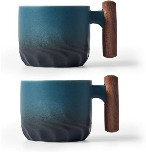 ERBO 2er Set Espressotassen 70 ml, Premium Espresso Tassen mit Henkel, Mini Teetasse Kaffeetasse aus Keramik, Kleine Espressotassen, Espresso- & Mokkatassen, Kaffeebecher für Espresso Tee (Blau)