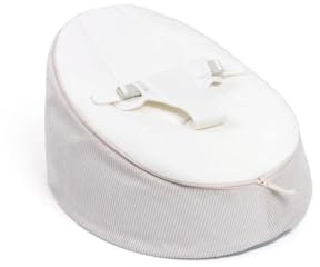 doomoo Seat'n Grow - mitwachsender 2-in-1-Babysitz von der Geburt bis 25 kg - Babywippe und Kindersitzsack - GOTS Bio-Baumwolle - Öko-Tex Mikroperlen - Bezug waschbar - Sand/Green/Grey (Sand)