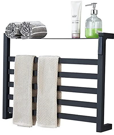 XFZJCHAP Towel Warmer/Towel Warmer Radiator, Carbon Fiber Electric Heated Towel Rack with Top Shelf, Stainless Steel Wall Mounted with Touch Screen Switch Electric Heated Towel Rail,Hardwir