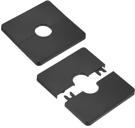 M METERXITY 2-Pack Wall Split Flange, for 0.8 Inch/20mm OD Pipe ABS Escutcheon Plate Square Self-Adhesive Plumbing Cover Plates for Water Pipe/Faucet [Black]