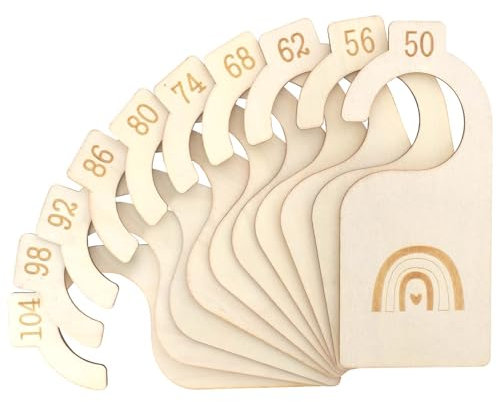 10 Stück Baby-Trennwände, wendbare Baby-Kleiderschrank-Trennwände, Größen 50 bis 104 (10 Größen), Kleiderschrank-Organisation, Regenbogen-Design, hochwertiges Holz, Geschenke für Neugeborene (10)