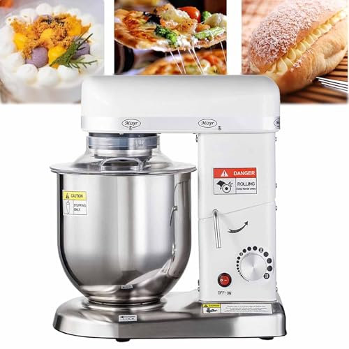 5L/7L/10L Batteur sur Socle Professionnel, Mélangeur électrique à 3 Vitesses avec Bol Mélangeur, Batteur Et Crochet Pétrisseur, Mélangeur à Gâteau De Cuisine Commerciale,White-10L