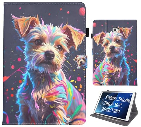 Bemoloon PU Tablet Funda para Samsung Galaxy Tab A 10.1 2016 A6/T580/T585 - Colores Vibrantes & Diseños Elegantes, Protección, Activación/Reposo Automático, Yorkshire de Colores