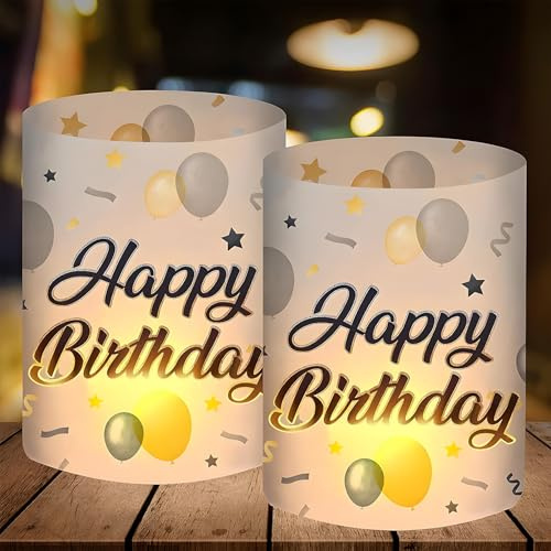 12 Windlicht Tischdeko Geburtstag - Geburtstag Junge Mädchen, Windlichter Tischdeko Birthday Decorations Windlicht Herbst Geeignet für Teelichter oder Kerzen für Frauen Männer Mädchen Jungen