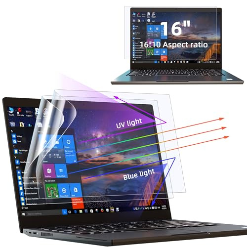 Protescreen 2 Pack 16 Inch Anti Blue Light Screen Protector, Anti-glare Screen Protector for Lenovo Hp Dell Acer Asus Samsung, 16 Laptop 16:10 Aspect Universal Blue Light Blocking Eye Protection Film