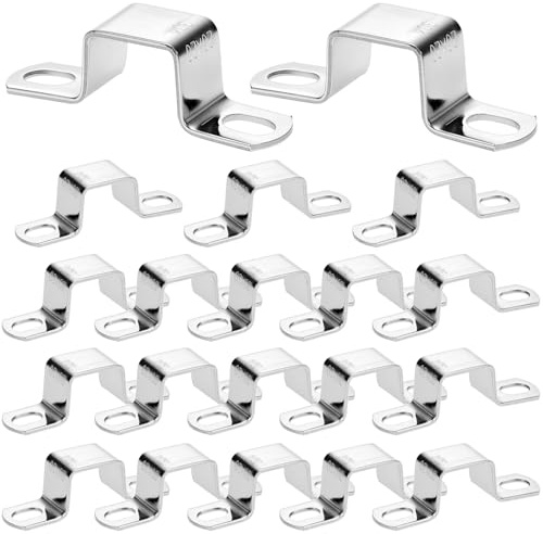 QWORK® 20 Pezzi morsetto per tubo quadrato, staffa fascette tubo 20x20mm acciaio inossidabile 304, per tubazioni di finestre