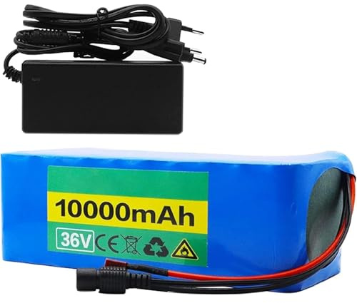 36V 10Ah 10S3P Batterie Rechargeable Étanche Pour Vélo Électrique, Avec Chargeur Et BMS, Compatible Avec Les Moteurs De 0 À 500W T+DC