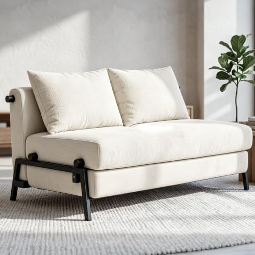 Generisch 2-in-1 Schlafsofa mit Bettfunktion, Cord Schlafcouch mit Kopfkissen, Bequeme Schlafcouch für Kleine Wohnzimmer, Schlafzimmer und Gästezimmer