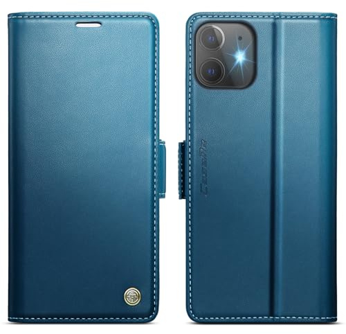 KZB Wallet Case for iPhone 12/12 Pro, Magnetic Flip, RFID Blocking, Blue | 3 Card Holders, Kickstand, Shockproof, Premium PU Leather, Magnetic Closure, Phone Cover for iPhone 12/12 Pro (6.1'')