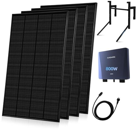 Balkonkraftwerk 800W/800Wp Komplett - 4×200Wp Solarmodule, Plug & Play Steckersolargerät mit 5m Kabel & Beton Balkon Halterung